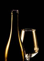 Wine bottle with glass