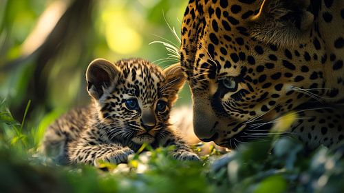 Tender Interaction Between Leopard and Cub