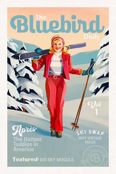 Der Blaue Vogel Tägliches Pinup Ski Kunst von The Whiskey Ginger