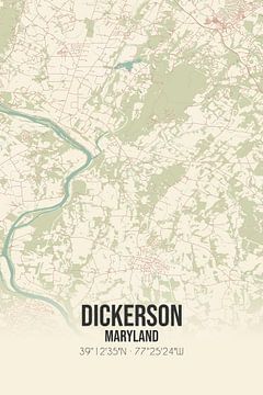 Carte ancienne de Dickerson (Maryland), USA. sur Rezona