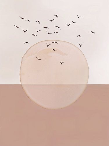 Neutrale Beige Tinten | Mid-Century Minimalistisch Abstract Modern Kunstwerk 01