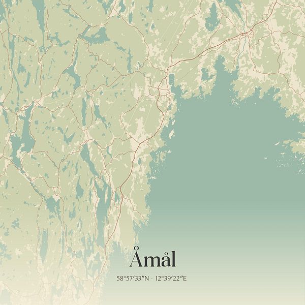 Vintage map of Åmål, Sweden. by Prints of Place