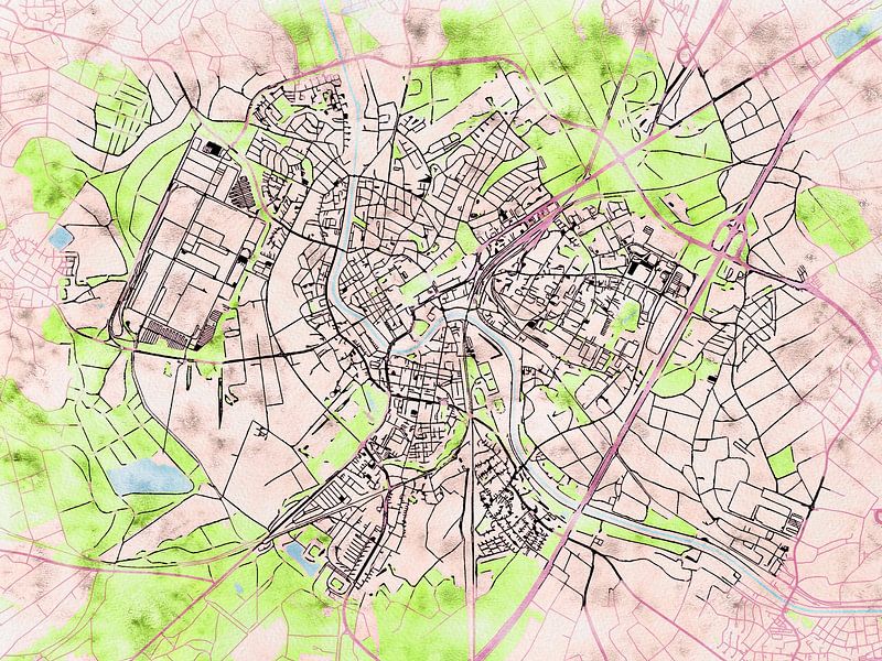Map of Rastatt with the style 'Soothing Spring' by Maporia