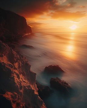 Zee kliffen zonsopgang van fernlichtsicht