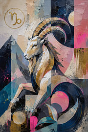 Capricorn Painting – Mystical Mountain Goat Art by Gallery Hoppenbrouwers