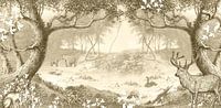 Boho forest in mono shade vintage brown