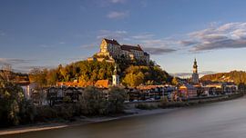 Burghausen au coucher du soleil sur la Salzach sur Thomas Rieger
