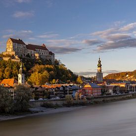 Burghausen at sunset on the Salzach by Thomas Rieger