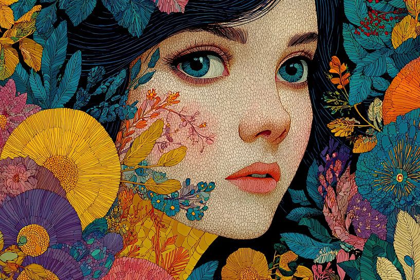 femme avec imprimé floral par Egon Zitter