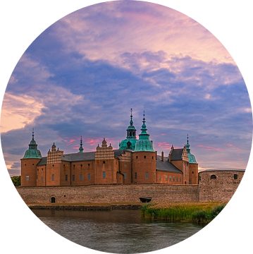 Panorama en zonsondergang bij het kasteel van Kalmar