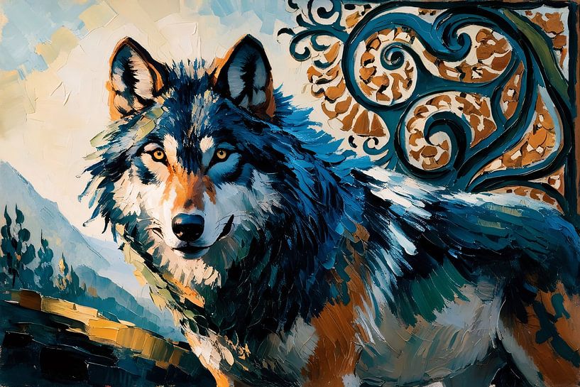 Wolf with decorative pattern by Art & Soul Creations