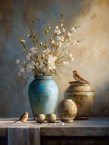 Kleiner Vogel auf Vase
