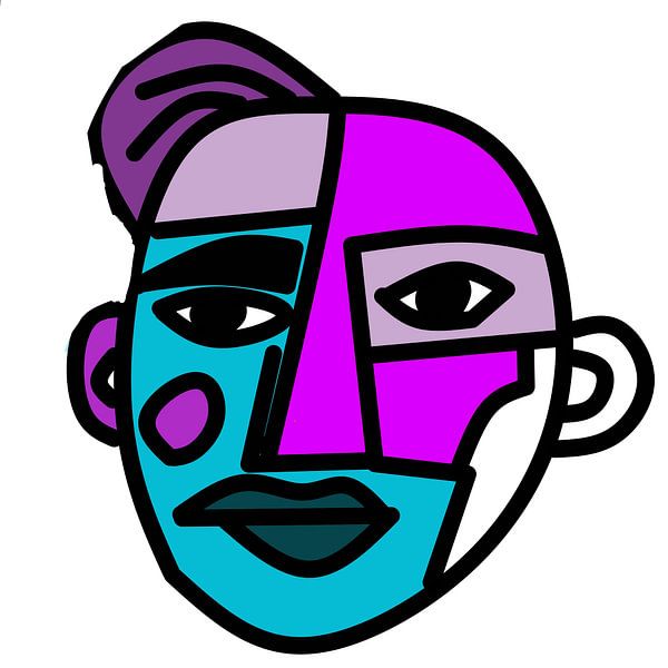 Cubase Abstract Portrait Art - Modern Digital Expression par Aden Pink Galerry