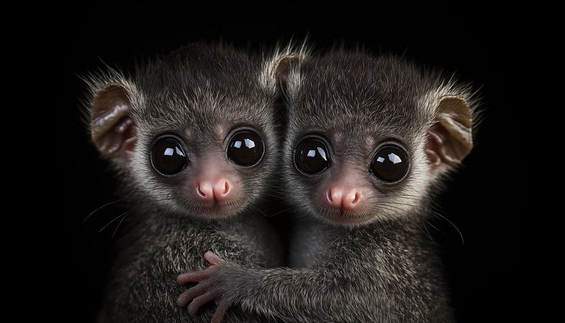 Galagos-Buschbabys umarmen das Panorama von TheXclusive Art