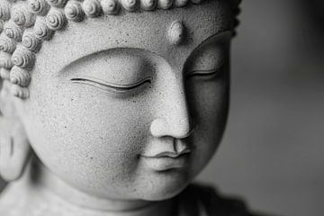 Statue de Bouddha en noir et blanc - gros plan sur Poster Art Shop