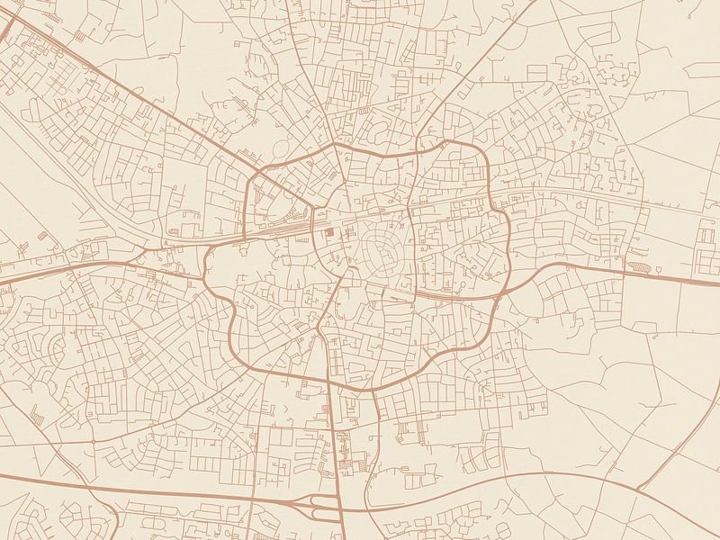 Kaart van Enschede in Terracotta van De Kaartenwinkel