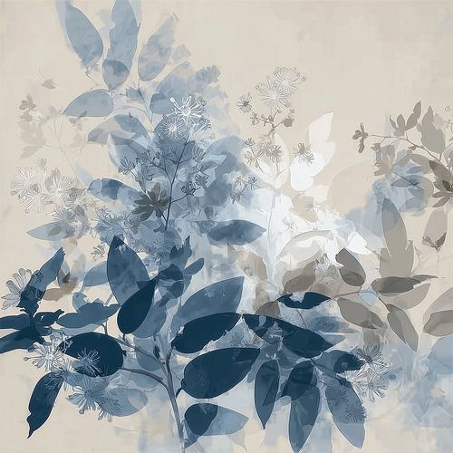 Blad in blauwe nevel