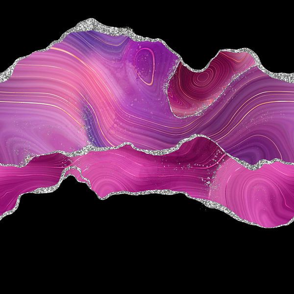 Magenta &amp; Silber Achat Struktur 04 von Aloke Design