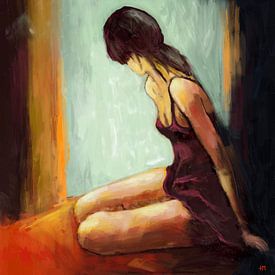 Modern painting living room, sexy woman painting. by Hella Maas