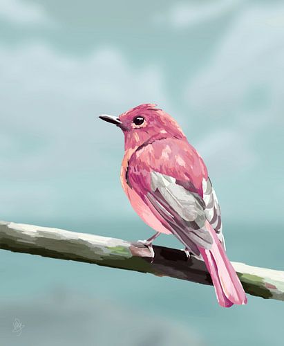 Vogel schaut auf das Meer hinaus