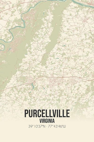 Vintage map of Purcellville (Virginia), USA. by Prints of Place