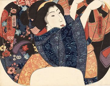 Luchten van kleding in de zomer, Utagawa Kuniyoshi