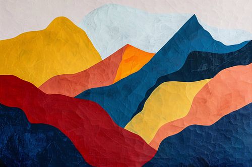Kleurrijk abstract berglandschap met dynamische vormen