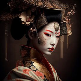 Portrait of a geisha by Carla van Zomeren