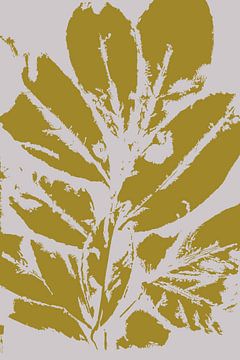 Wabi-Sabi Botanisch: Gedrukte bladeren in geel op wit van Dina Dankers