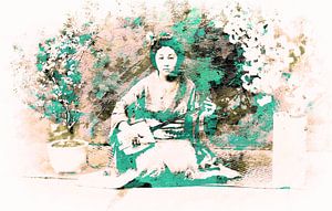 Geisha Spirit in sanften Natur Farben Japandi Stil
