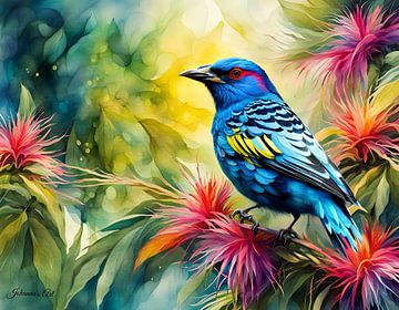 Prachtige vogels van de wereld - Gevleugelde cotinga vogel1 van Johanna's Art