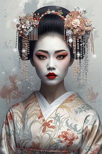 Geisha in Pastellfarben.