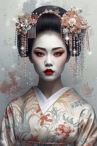 Geisha in Pastelkleuren.