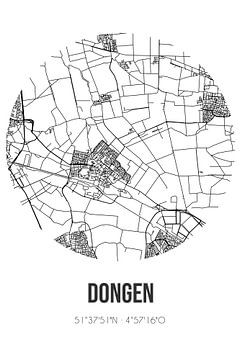 Dongen (Noord-Brabant) | Landkaart | Zwart-wit van MijnStadsPoster