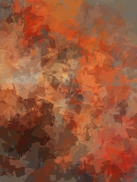 Modern abstract art with organic shapes in terracotta, brown, orange by Dina Dankers
