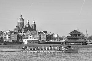 Innere Stadt von Amsterdam Niederlande Schwarz und Weiß