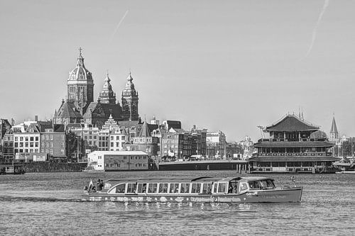 Centre-ville d'Amsterdam Pays-Bas Noir et blanc