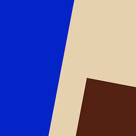 Minimalistische, geometrische kunst in mid-century modern-stijl in kobaltblauw nr. 2