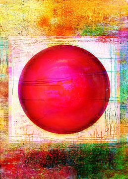 Illusie met cirkel geel Popart van Claudia Gründler