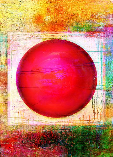 Illusion with circle yellow Popart by Claudia Gründler