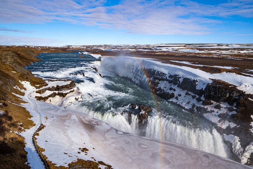 Gullfoss waterfall with rainbow, Iceland by ViaMapia