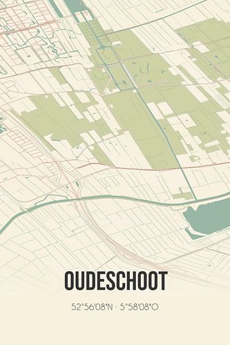 Vintage landkaart van Oudeschoot (Fryslan)