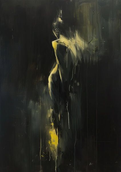 Abstract Human Painting | Golden Glimpse in the Dark by Eye catching paintings