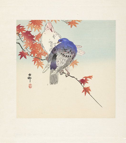 Zwei Tauben auf Herbstzweig, Ohara Koson von Creative Masters