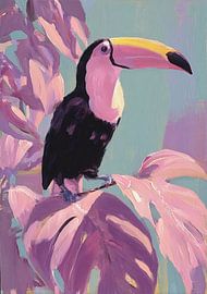 Colourful toucan on branch by Niklas Maximilian