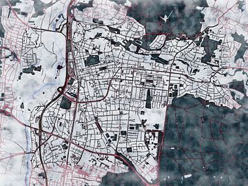 Kaart van Erlangen in de stijl 'White Winter' van Maporia