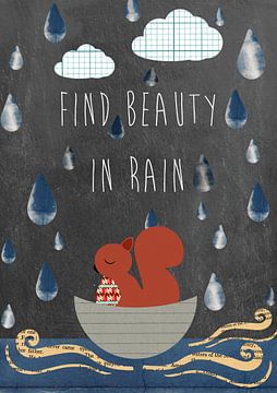 Typography Print - Find beauty in rain by Green Nest