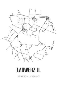 Lauwerzijl (Groningen) | Carte | Noir et blanc sur Rezona