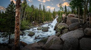 Alberta Falls during sunset by Michael Bollen