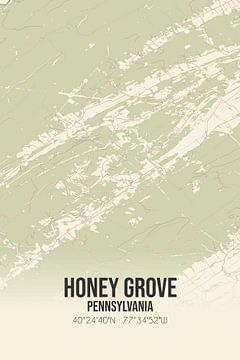 Vintage landkaart van Honey Grove (Pennsylvania), USA. van Rezona